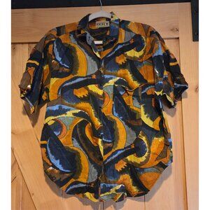 Andrew Sport Vtg Women M Art Abstract Shirt colorful Arsty Unique Old Money